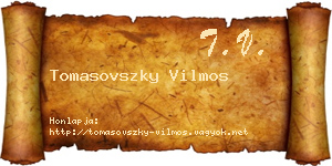 Tomasovszky Vilmos névjegykártya